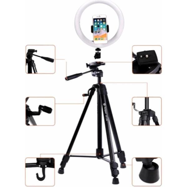 Selfie LED Ring Lamp Met Professioneel Universeel Statief + Bluetooth en microfoon – LED Ring Light Compleet Set met Doos HiCHiCO