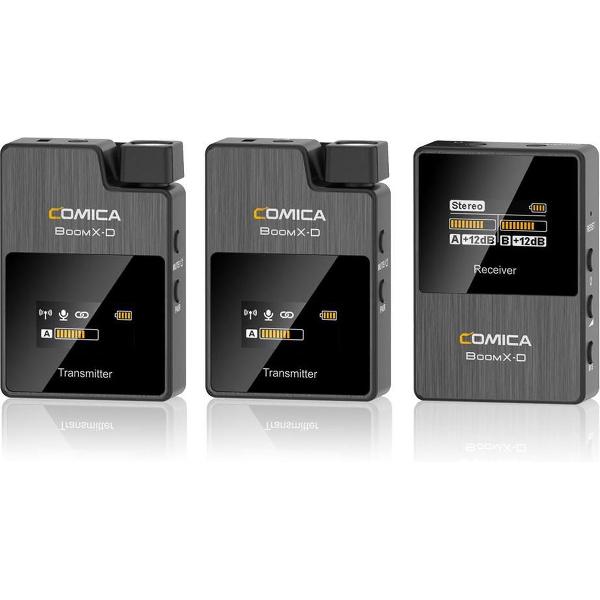 Comica BoomX-D D2 draadloze microfoon-set met 2 zender en ontvanger voor camera en smartphone