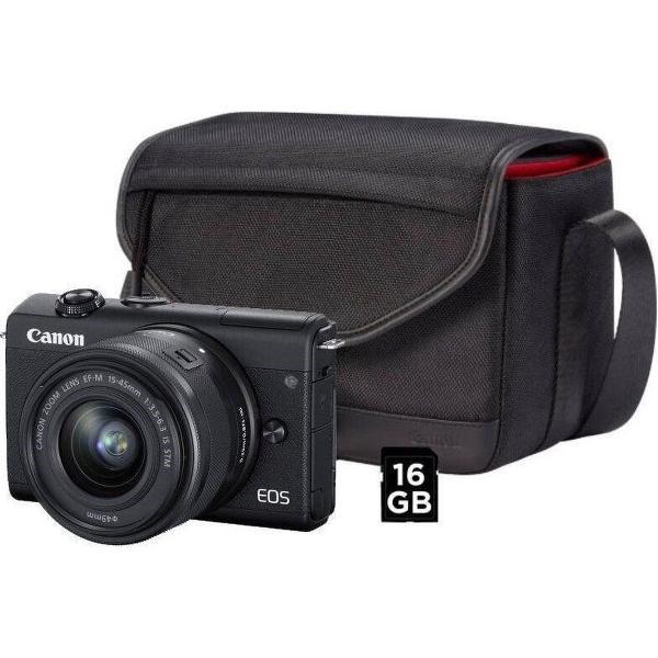Canon EOS M200 + 15-45mm IS STM - Zwart - Inclusief Cameratas + SD-kaart