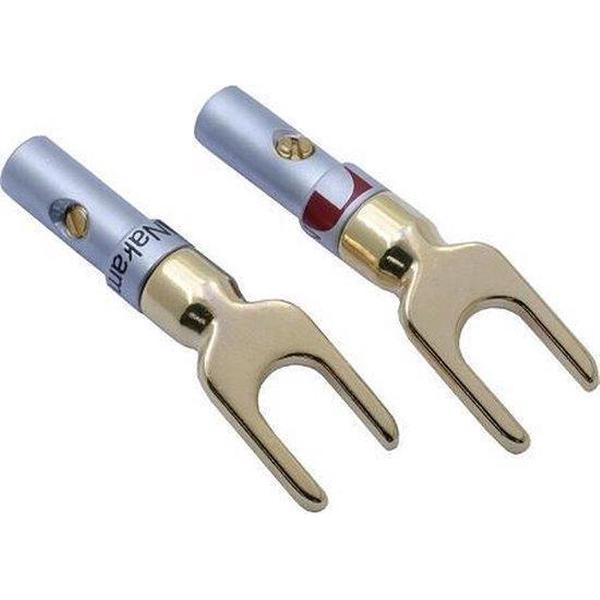 Nakamichi Banaanstekker - 4 stuks Audio Spades / vorkstekkers - Banana plug - Hoge kwaliteit spade stekkers / luidspreker stekker 4 mm - 24k verguld