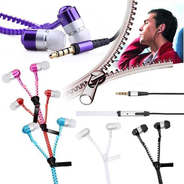 In-ear Koptelefoon met Rits - 3.5mm kabel - Oortelefoon met microfoon - Metallic kleur - Koptelefoon - Blauw