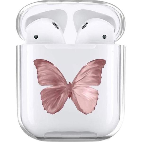 Shieldcase Butterfly Kisses Case geschikt voor Airpods case - transparant/roze