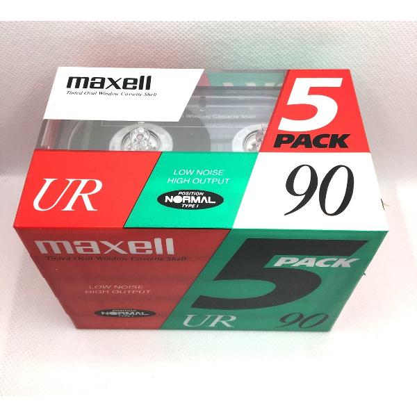 Maxell UR 90 Cassette Tape normal position 5 Pack / Uiterst geschikt voor alle opnamedoeleinden / Sealed Blanco Cassettebandje / Cassettedeck / Walkman / Maxell cassettebandje.