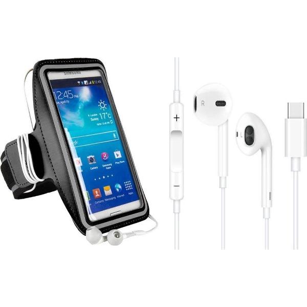 DrPhone SPO1 – Reflecterende Sportarmband L 5.8 inch - USB-C Oordopjes – Microfoon – TYPE-C Oordoppen