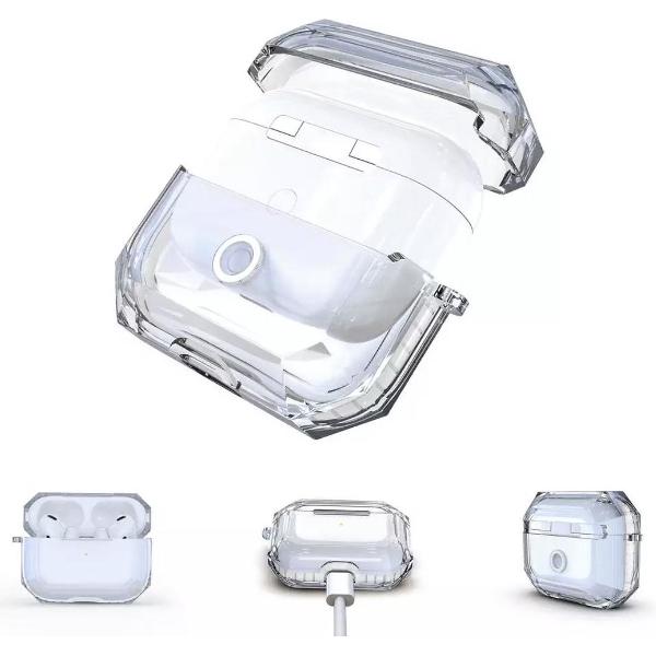 FOR - Airpods pro case - Transparant / Wit - Beschermhoes tegen vallen en stoten - TPU
