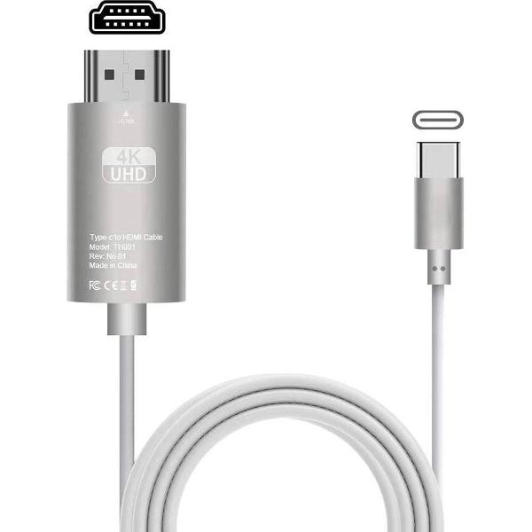 DrPhone - 4K x 2K 30hz (3840 x 2160 HD) TYPE C Premium HDMI Adapter USB C naar HDMI support 1080p - Alt DP Mode 2 Meter kabel