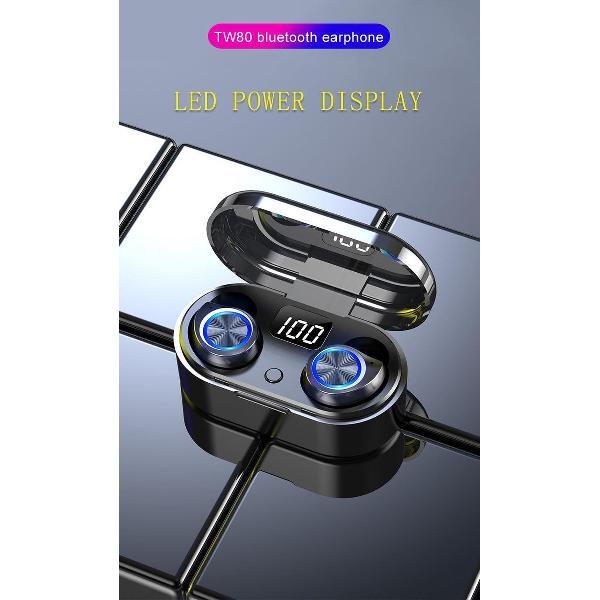 TWS - Draadloze oortjes / in-ear oordopjes - Bluetooth Draadloze buds - Luxe indicator - Geschikt voor alle smartphones o.a Samsung & Iphone, , galaxy buds, huawei, sony - Zwart.- AANBIEDING!