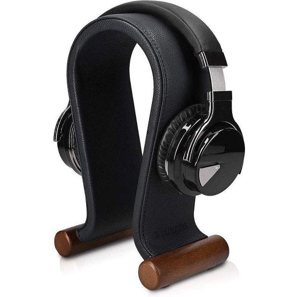 Hoofdtelefoonhouder Zwart | Leren universele Koptelefoon houder | Stand koptelefoonhouder standaard headset