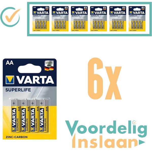 6x Varta Superlife AA Batterijen - in totaal 24 AA batterijen - Voordelige koop!