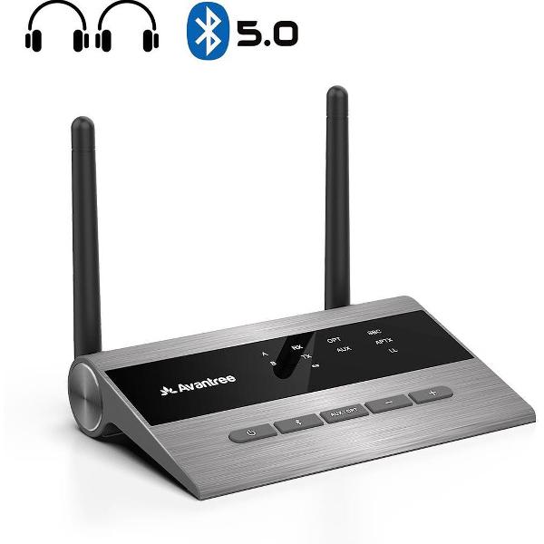 Avantree - TC419 - Long Range Bluetooth Transmitter Receiver for TV & PC, Certified aptX Low Latency, Dual Link