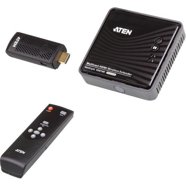 Aten VE819 audio/video extender AV transmitter & receiver Zwart