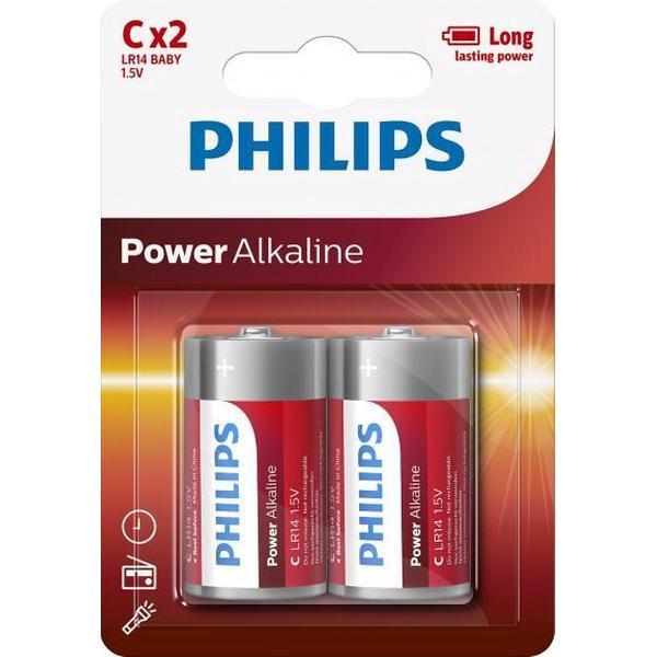 2 Stuks (1 blister a 2st) - Philips Power C/LR14 alkalinebatterij