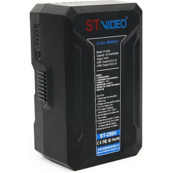 Stvideo ST-250V broadcast camera batterij li-ion accu cells V-Mount USB powerbank D-Tap 16750 mAh