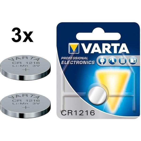 3 Stuks - Varta Professional Electronics CR1216 6216 25mAh 3V knoopcel batterij