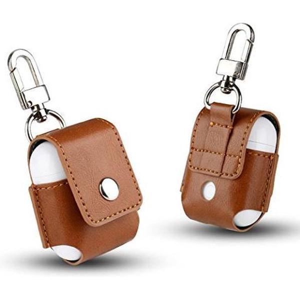 KELERINO. Hoesje voor Apple Airpods Lederen - Bruin