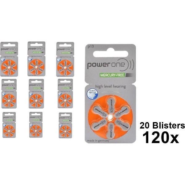 120 Stuks (20 Blisters a 6st) - Power One by Varta 13 / PR48 / P13 1,45V Gehoorapparaat batterijen - Kwikvrij