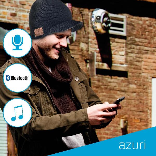 Azuri Beanie met bluetooth headset- grijs