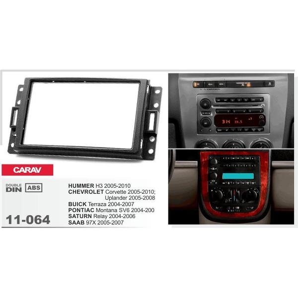 2-DIN HUMMER H3 2005-2010 / CHEVROLET Corvette 2005-2010; Uplander 2005-2008 / BUICK Terraza 2004-2007 / PONTIAC Montana SV6 2004-200 / SATURN Relay 2004-2006 / SAAB 97X 2005-2007 inbouwpaneel Audiovolt 11-064