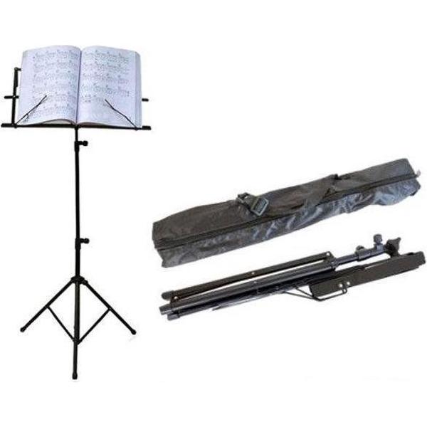 Muziekstandaard Met Tas - Opvouwbaar - Opklapbare Bladmuziek Lessenaar Houder Statief - Muziek Staander Hoog - Zwart