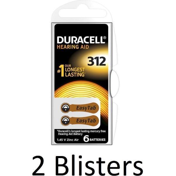 12 Stuks (2 Blisters a 6 st) Duracell Duralock Hearing Aid 312 Bruin