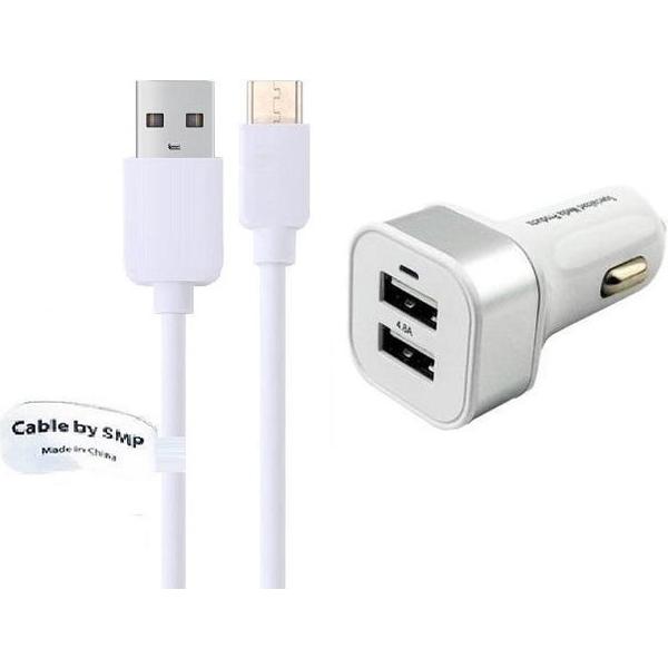 4,8A Auto oplader en 2 m oplaadkabel. Autolader adapter plug met stekker. Past ook op Alcatel. o.a. One Touch Evo 7HD, One Touch Evo 8HD, One Touch Snap LTE, One Touch T10