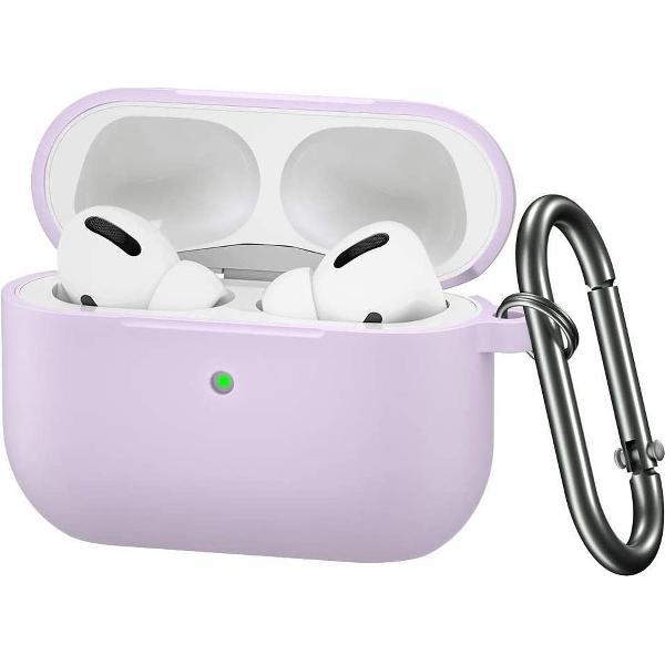 Airpods Pro Case - Siliconen Hoesje met Clip – Lila