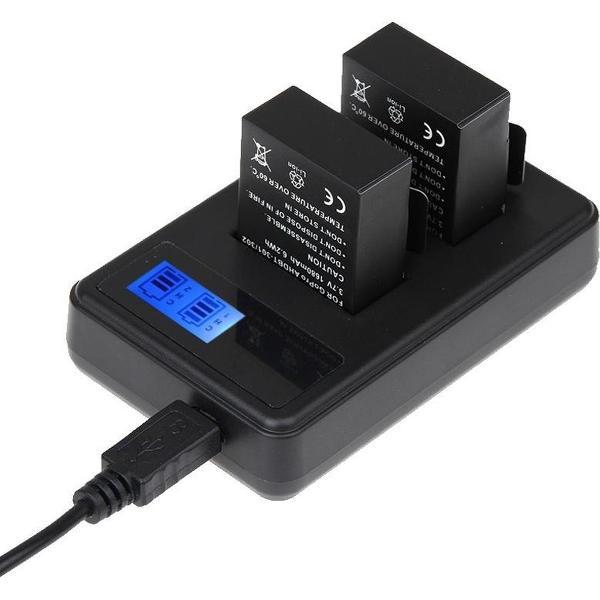 Dubbele Batterij Oplader met LCD Display voor GoPro Hero 3 / 3+ (AHDBT-301/302 Batterij Lader) | Zwart / Black