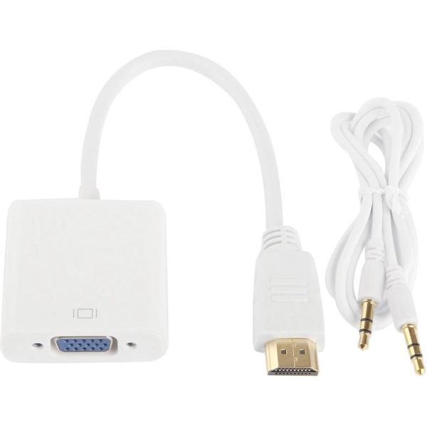 HDMI Male naar VGA Female + Audio Adapter Kabel | Wit / White | 20CM | Premium Kwaliteit