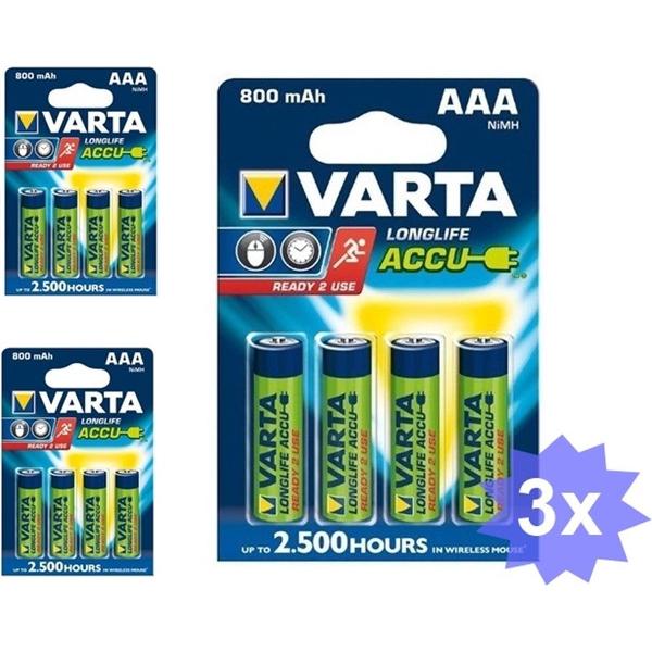 Varta Oplaadbare batterij AAA HR3 800mAh - 12 Stuks (3 Blisters a 4st)