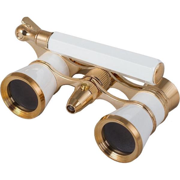 Levenhuk Broadway 325N Opera Glasses (white lorgnette with LED light)