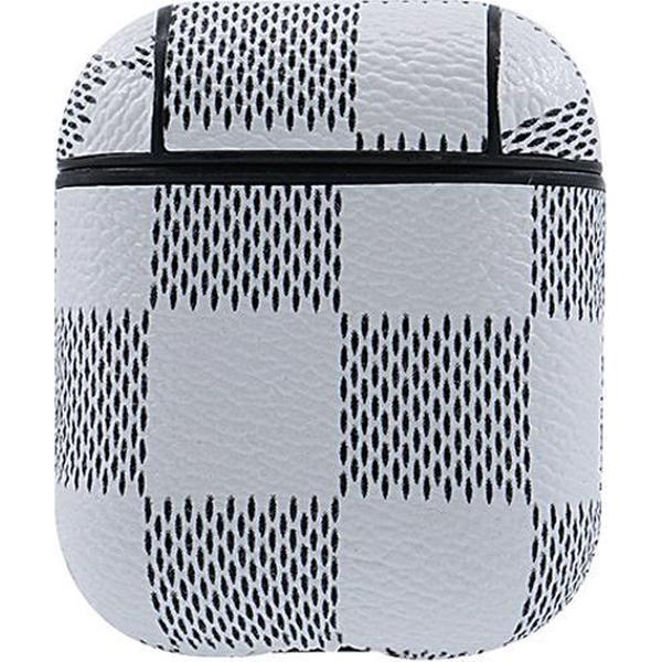 Design Airpods hoesje zacht leer wit-zilver