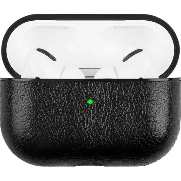 YPCd® Apple AirPods Pro Hoesje - Zwart - PU leer Hard Case