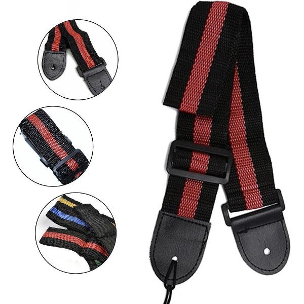 Professionele Verstelbare Stevige Gitaarband - Gitaarbanden - Guitar strap Band - Gitaarriem - Gitaar Riem - Bas Elektrische Akoestische Klassieke Gitaar - Verstelbaar - Nylon - Rood