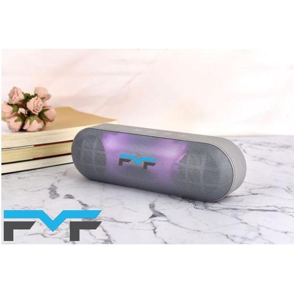 FMF - 2 x 5 Watt - Bluetooth Speaker - Grijs met oa. FM radio - soft LED verlichting - draadloze speaker