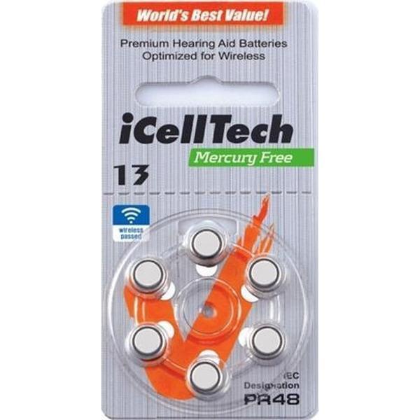 I CELL TECH MERCURY FREE 13 | hoortoestel batterij p13 | Oranje sticker | oortoestel batterij | gehoorapparaat