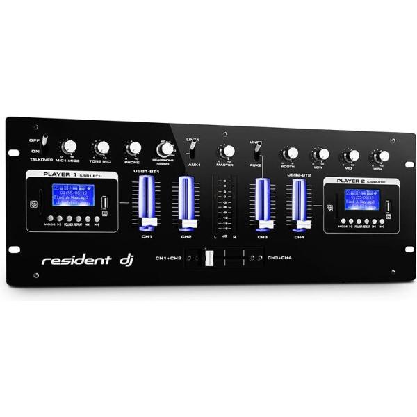 resident DJ DJ405USB 4-Kanaals DJ-mixer 2 x Bluetooth USB SD AUX Opnamefunctie