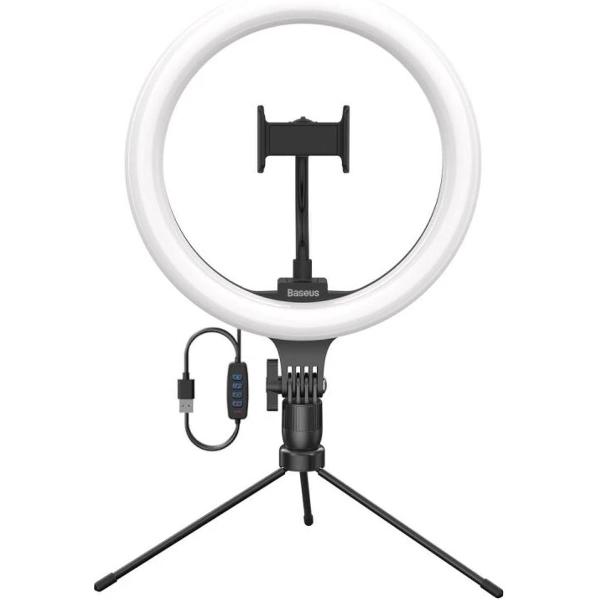 Baseus LED Ringlamp met statief, telefoonhouder - 26 cm/10 inch ringlamp - USB - TikTok - YouTube - Vlog - Ringlight - flitser - Ring lamp - Ringlamp telefoon - Make-up light - Studiolamp