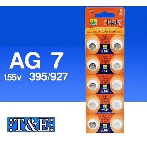 Batterijen AG7 Alkaline 10 stuks / knoopcel batterij / ook bekend als / AG7, LR927, G7, LR57, 195, 395) knoopcel batterijen