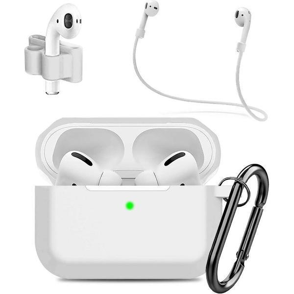 MMOBIEL Siliconen Case Compatibel met AirPods Pro (Wit) 4 in 1 Set