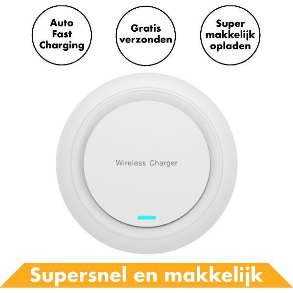Draadloze Telefoon Batterij Oplader 10W van In Round – Wit - Geschikt Voor iOS en Android Apparaten – Draadloze Mobiele Qi Snellader – Wireless Charger Geschikt voor Apple Iphone & Samsung Telefoons – Fast Charger – Charging Dock
