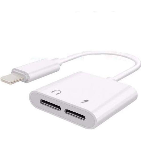 Splitter Audio Adapter - Opladen & Muziek luisteren tegelijk - Dubbele Jack Koptelefoon Aux Box Zak Voor iPhone