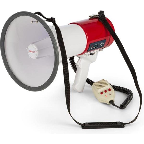 MEGA080USB megafoon MP3-speler 80W 700m USB-rec watervast draaggordel rood