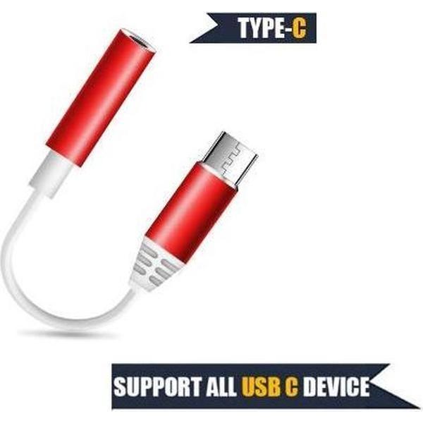 2 in 1 Type C Naar 3.5 MM Hoofdtelefoon Audio Adapter & Splitter Rood Voor Samsung S20 Ipad Pro 2018 Xiaomi huawei Alle Type-C Bellen