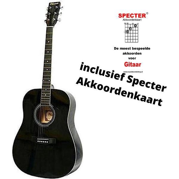 Akoestische Western gitaar Zwart met handige akkoordenkaart