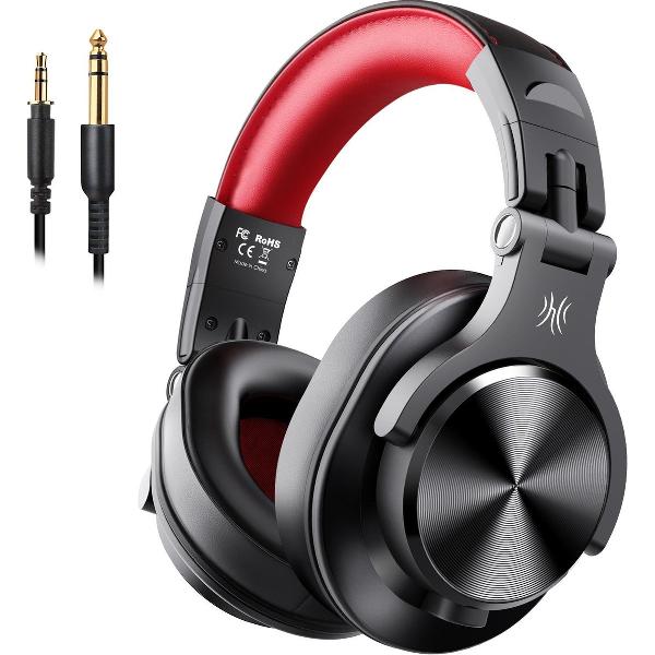 OneOdio A71 Fusion - Headset - 3.5mm - Over-ear koptelefoon - hoofdtelefoon met micro - Gaming - PS4 - PC - dj set - kop telefoon - professionele koptelefoon - muziek studio - dj set mengpaneel - dj Headphones - Game - audiocall black/red