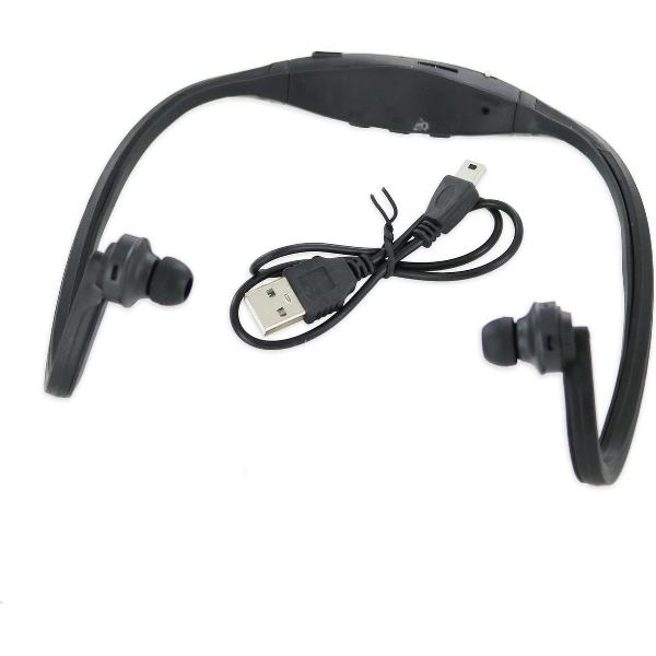 lETOP GEEN BLUETOOTH! Sport Headset met MP3 Functie Zwart