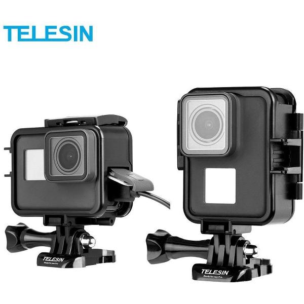 PRO SERIES Vertical/Horizontale Frame Case + Quick Buckle Tripod Mount voor GoPro Hero (2018) / 5 / 6 & 7 BLACK / SILVER / WHITE - Zwart