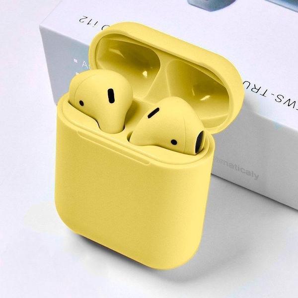 i12 TWS Volledig Draadloze Oordopjes Bluetooth Oortjes Draadloos Met Oplaadcase 2020 Universeel - Geel