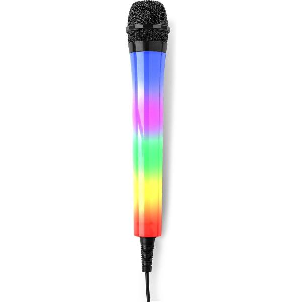 Karaoke microfoon met LED disco verlichting - Fenton KMD55B - 3 meter kabel met 6,3mm jack aansluiting - Zwart