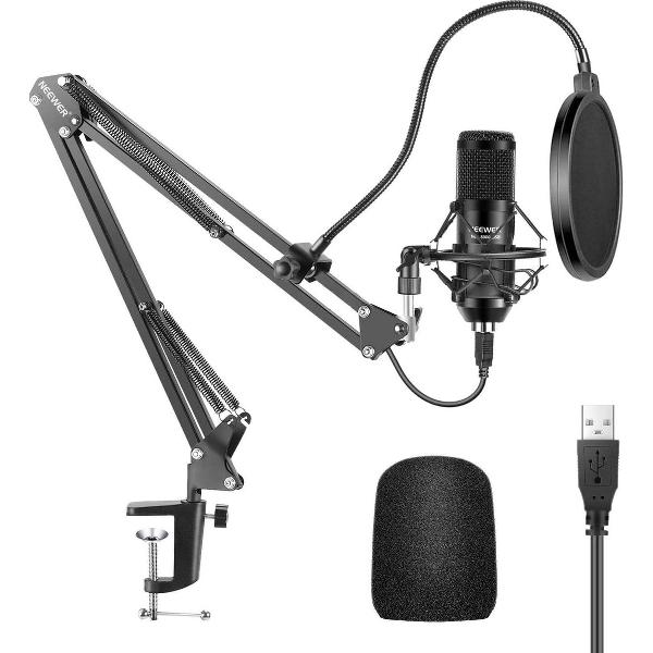 Neewer NW-8000 USB Microfoon | Studio microfoon | Microfoon Arm | Streaming | Podcast | Gaming | PC | Plug & Play | Zwart